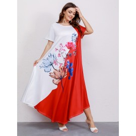 Summer-Ready Plus Size Maxi Dress | Floral Colorblock, Stretch Knit, Non-Sheer & Maintenance-Friendly