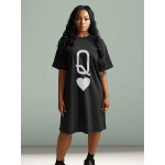 Plus Size Fashion T-Shirt Dress - Loose fit, ultimate comfort, classic crew neck design, short sleeves, perfect for spring and summer - Clothing collection designed specifically for women