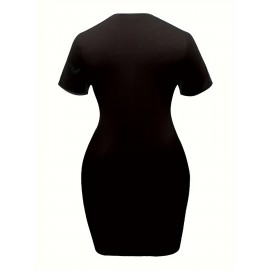 Plus Size Fashion T-Shirt Dress - Loose fit, ultimate comfort, classic crew neck design, short sleeves, perfect for spring and summer - Clothing collection designed specifically for women