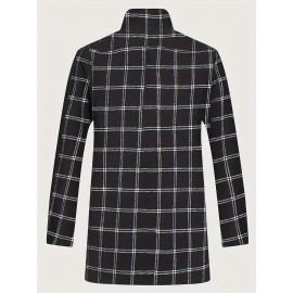 Plus Size Men's Plaid Print Shirt Oversized Long Sleeve Shirt For Autumn/winter, Men's Clothing