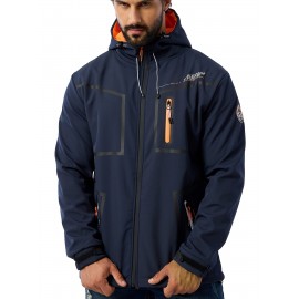 Plus Size Men's Contrast Color Hooded Jacket For Outdoor/sports, Fashion Casual Windbreaker Jacket For Spring Fall