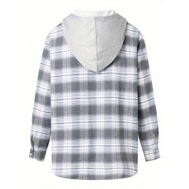 Plus Size Mens Plaid Long Sleeve Hooded Shirt - Soft, Breathable, and Warm for Spring/Autumn - Perfect for Workout, Outdoor, and Casual Wear - Mens Cardigan Style Hoodies Clothing