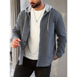 Plus Size Men's Hooded Jacket For Spring Fall Winter, Men's Clothing