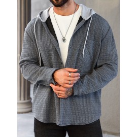 Plus Size Men's Hooded Jacket For Spring Fall Winter, Men's Clothing