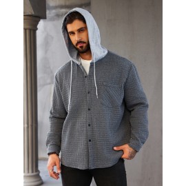 Plus Size Men's Hooded Jacket For Spring Fall Winter, Men's Clothing