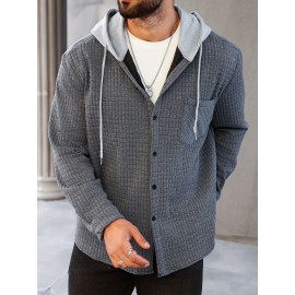 Plus Size Men's Hooded Jacket For Spring Fall Winter, Men's Clothing