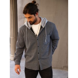 Plus Size Men's Hooded Jacket For Spring Fall Winter, Men's Clothing