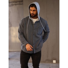 Plus Size Men's Hooded Jacket For Spring Fall Winter, Men's Clothing