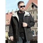 Plus Size Men's Hooded Windbreaker For Spring/autumn, Oversized Trendy Casual Mid-length Coat For Males, Men's Clothing