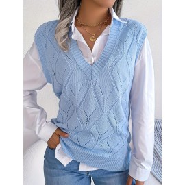 Plus Size Argyle Sweater Vest - Richly Textured, Classic Preppy Style, Flattering V Neckline, Comfortable Sleeveless Design - Designed for Plus Size Women, Part of Our Womens Clothing Collection