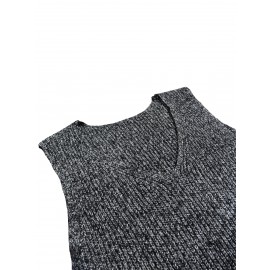 Chic Plus Size V-Neck Sweater Vest - Comfortable Stretch Fit for Daily Wear