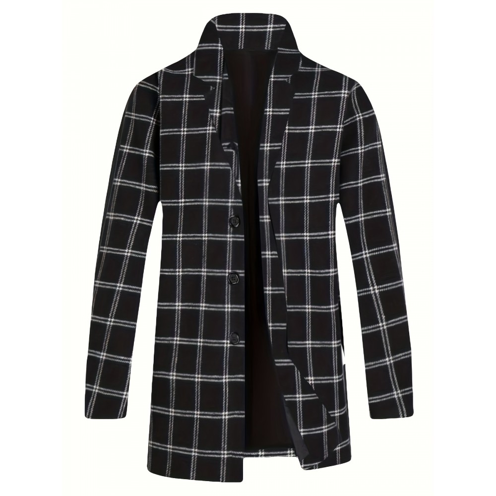 Plus Size Men's Plaid Print Shirt Oversized Long Sleeve Shirt For Autumn/winter, Men's Clothing