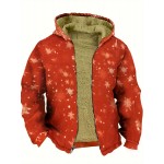 Plus Size Mens Christmas Snowflake Graphic Print Hooded Fleece Jacket - Warm, Cozy, and Stylish Winter Wear for Spring and Fall - Soft, Breathable, and Lightweight Mens Clothing