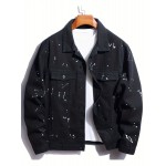 Plus Size Mens Stylish Multi-pocket Denim Jacket, \