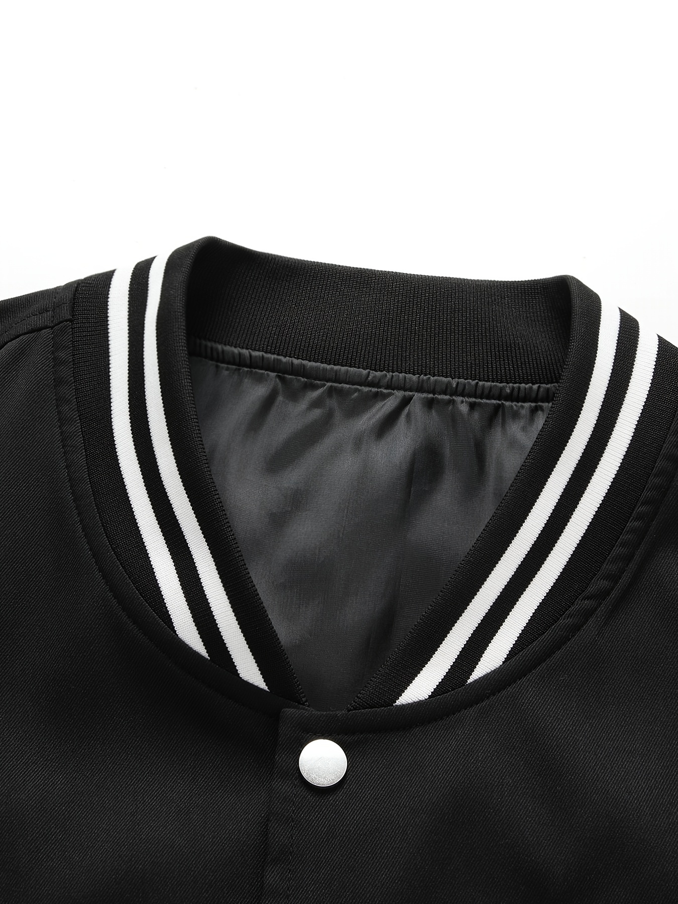 plus size mens letters print baseball jacket raglan band collar jacket for fall winter mens clothing details 2