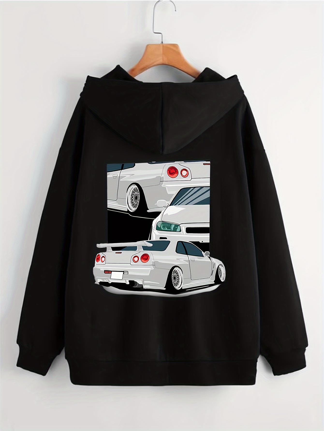 plus size mens anime car graphic print hooded jacket fashion causal hoodies mens clothing details 0