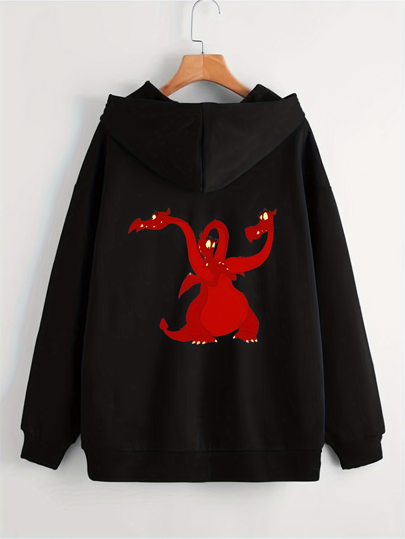 plus size mens anime monster graphic print hooded jacket fashion casual hoodies for fall winter mens clothing details 1