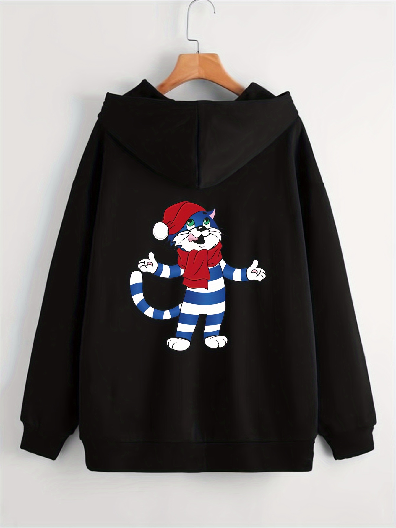 plus size mens anime monster graphic print hooded jacket fashion casual hoodies for fall winter mens clothing details 2