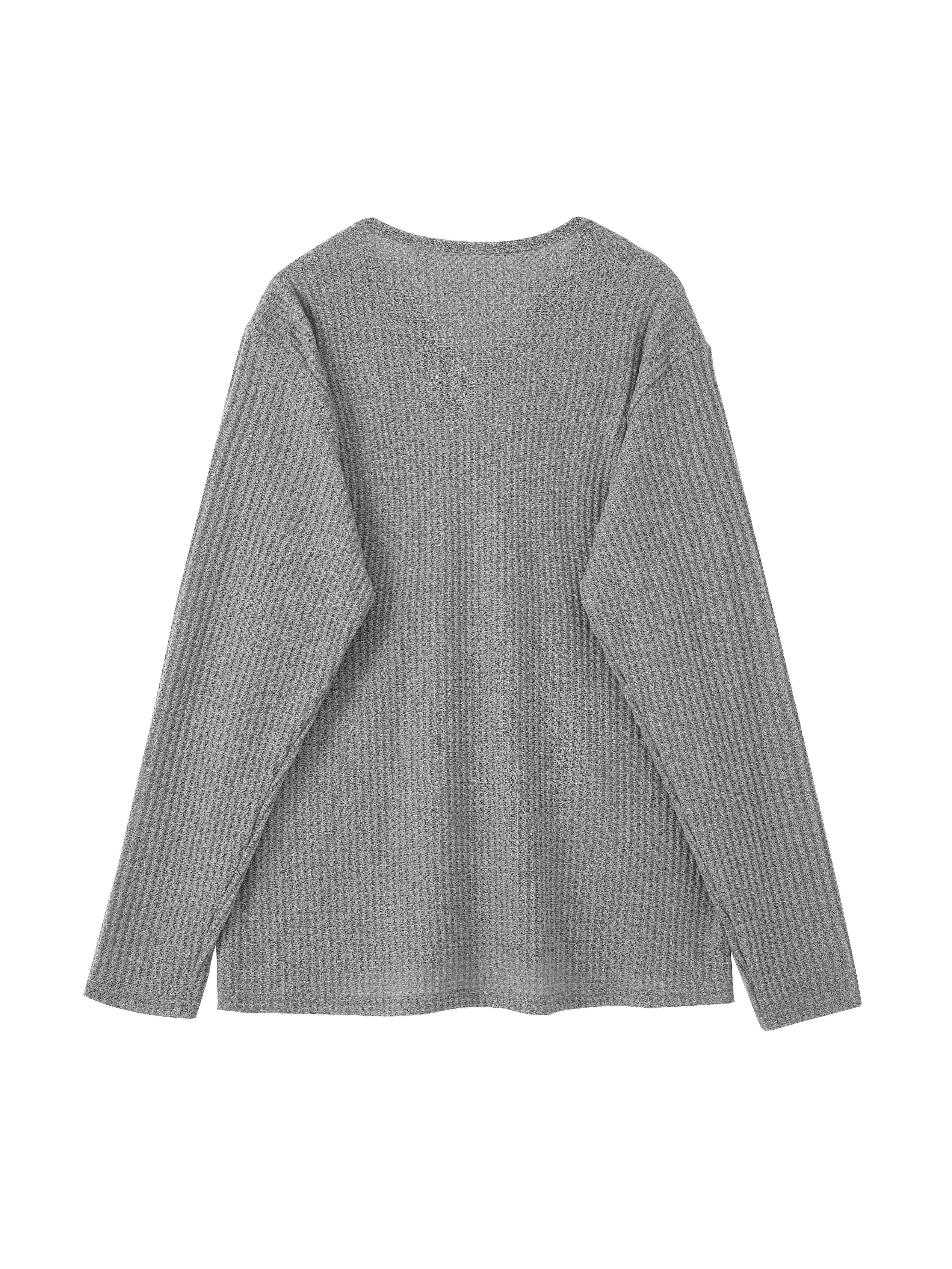 plus size casual sweater womens plus solid waffle knitted long sleeve notched neck slight stretch sweater details 13